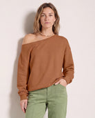 Camel $|& SEAS Brooksville One Shoulder Sweatshirt - SOF Front