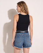 Black $|& SEAS Laurel Ribbed Shelf Bra Tank - SOF Side