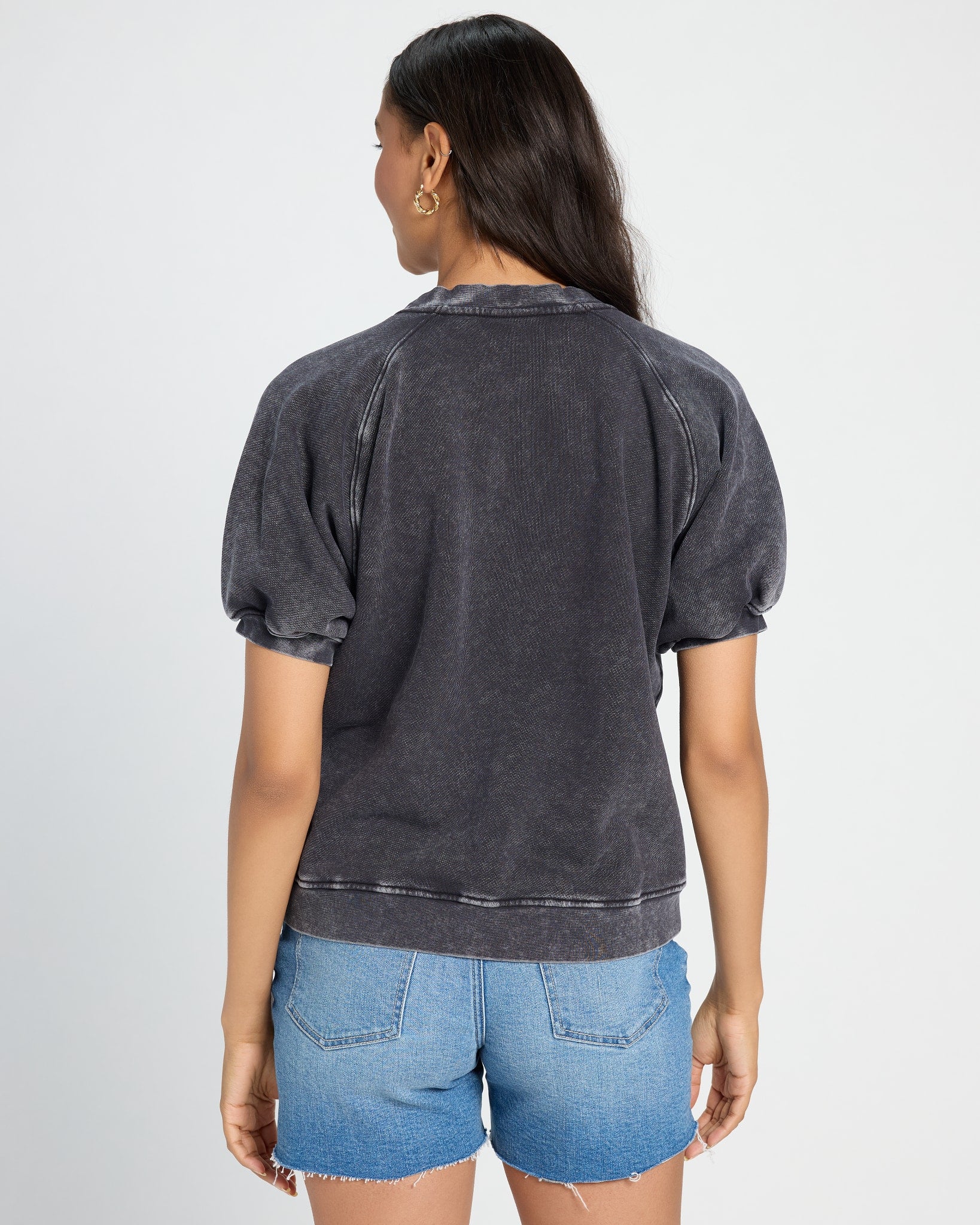 Washed Black $|& SEAS Sundeck Short Sleeve Sweatshirt - SOF Back