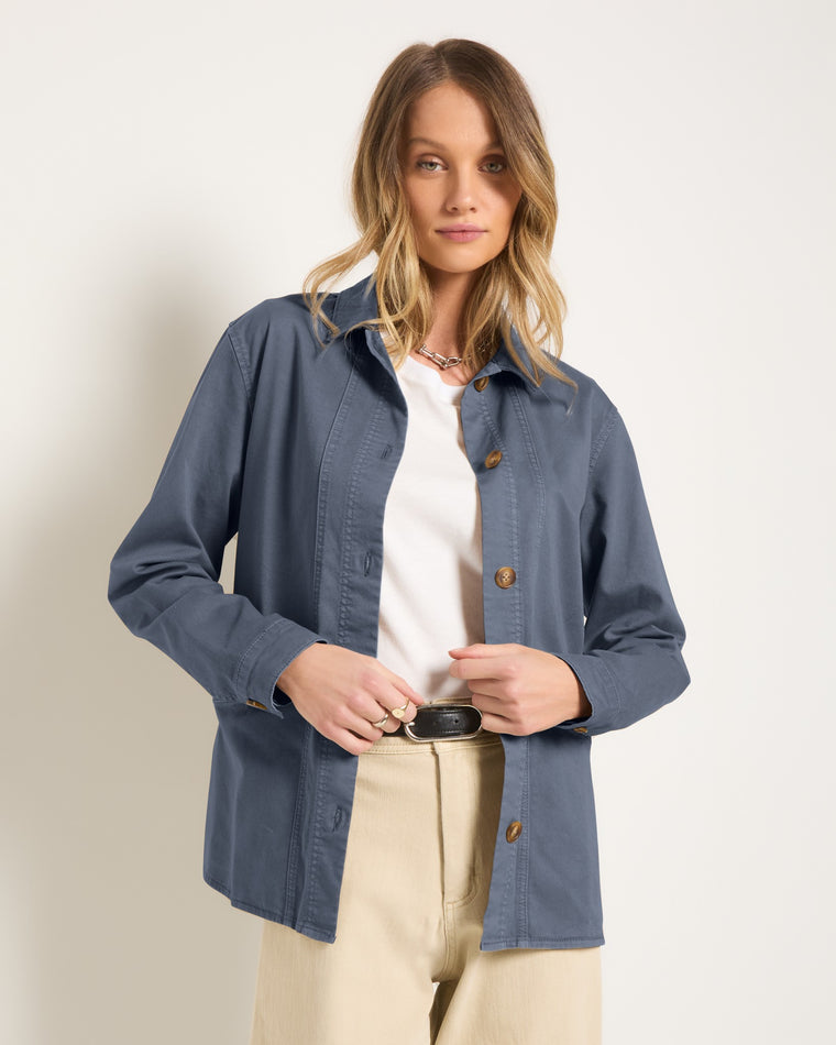 Washed Mariner Midnight $|& SEAS Pierside Twill Chore Jacket - VOF Front