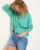 Green Apple $|& SEAS Bonfire Textured Cardigan - VOF Front