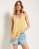 Amber Haze Stripe $|& SEAS Surfside Stripe Scoop Tank - SOF Front