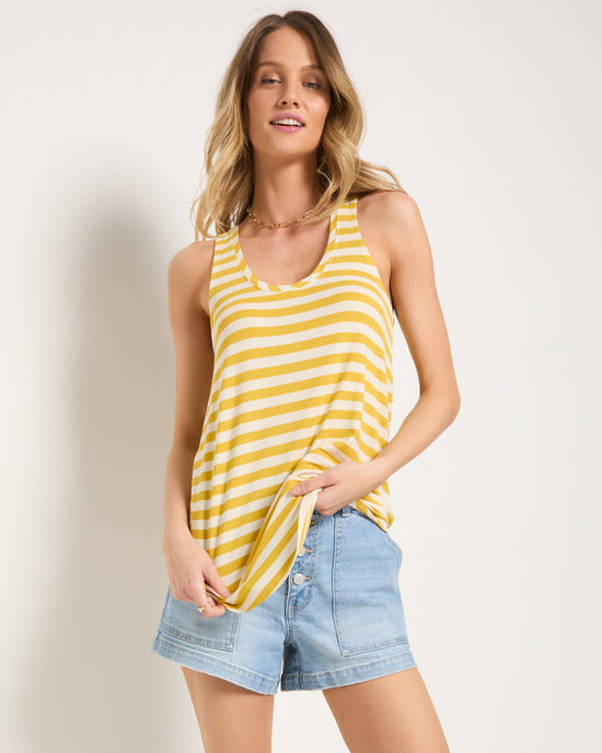 Amber Haze Stripe $|& SEAS Surfside Stripe Scoop Tank - SOF Front