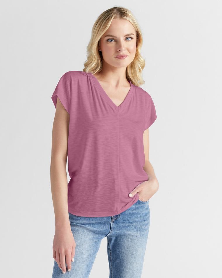 Mauve Mist $|& SEAS SoCal Short Sleeved Top - SOF Front