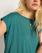Deep Teal $|& SEAS Brentwood Boat Neck Top - SOF Full Front