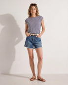 Amber Haze Stripe $|& SEAS Brentwood Boat Neck Stripe Top - UGC On Fig
