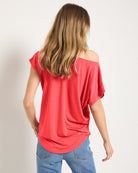 Coral $|& SEAS Edgewater Off The Shoulder Tee - UGC On Fig