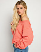 Coral $|& SEAS Brooksville One Shoulder Sweatshirt - SOF Back