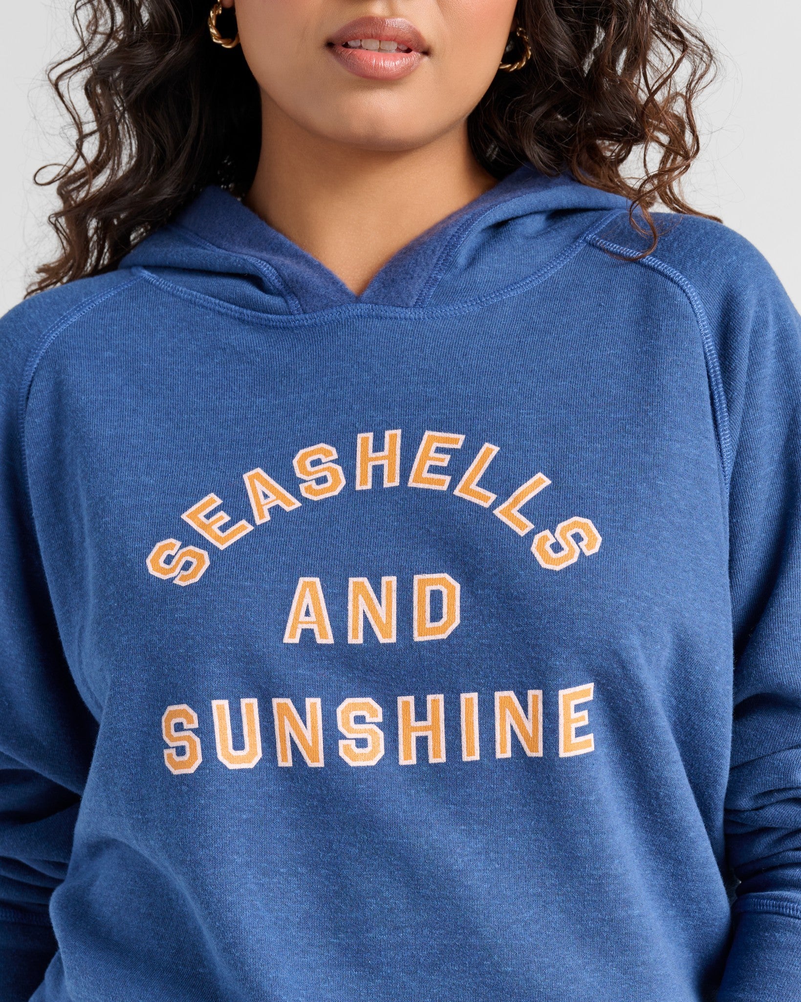 Navy $|& SEAS Seashells and Sunshine Graphic Hoodie - SOF Detail