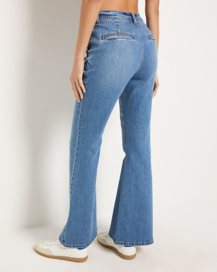 Pacific Blue $|& SEAS Eden Flare Leg Trouser Jean - SOF Back