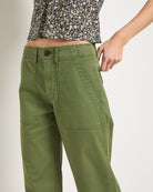 Matcha $|& SEAS Bungalow Cuffed Twill Utility Pant - SOF Full Front