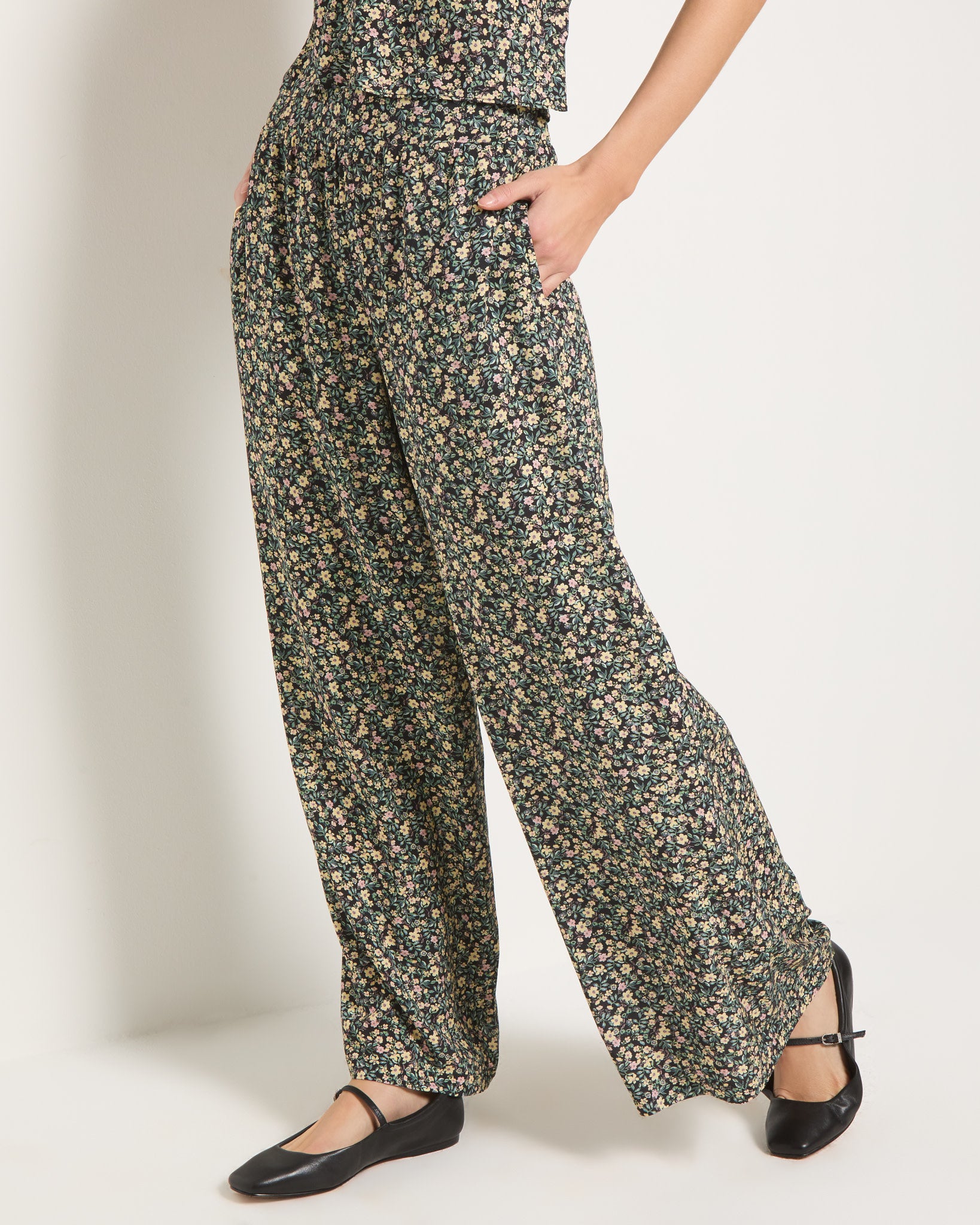 Black Floral $|& SEAS Serene Pant - SOF Full Front