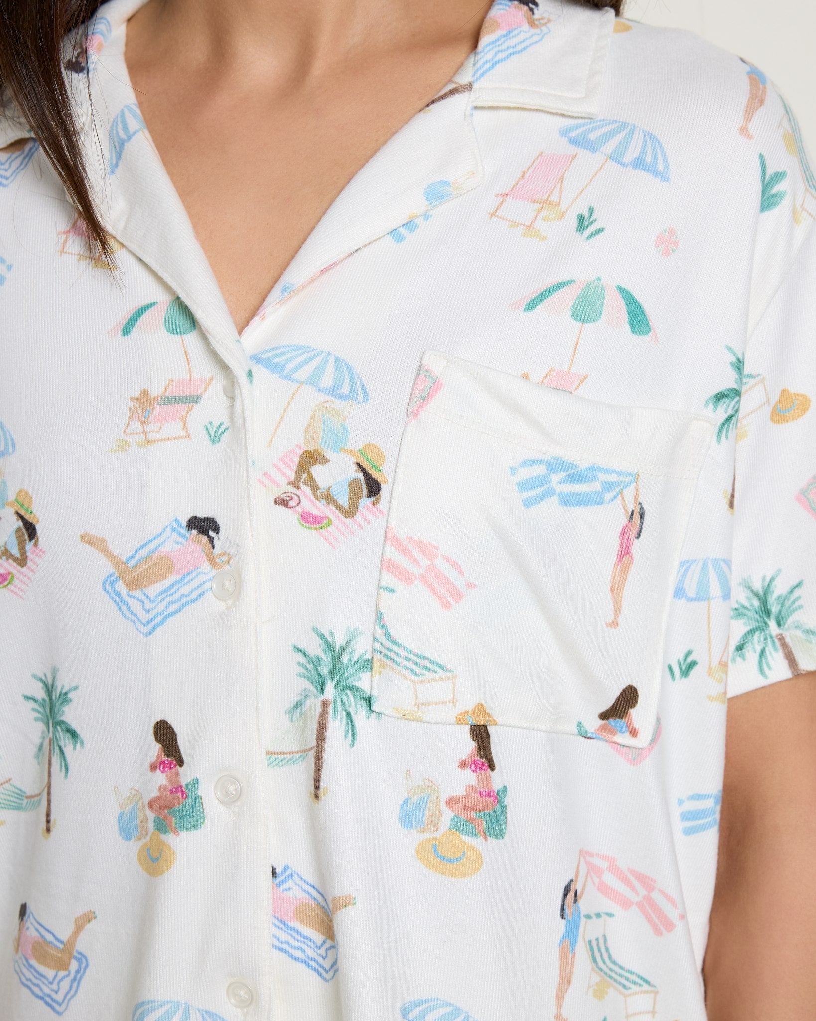 Bone $|& Z Supply Lounge Beach Days PJ Top - SOF Full Front