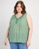 Plus Size Flower Print Trim Detail Blouse