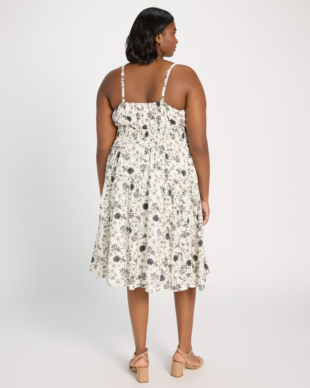 White-Black $|& Skies Are Blue Print Midi Dress - SOF Back