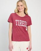 Merlot $|& SEAS Tired Graphic Sleep Tee - SOF Front
