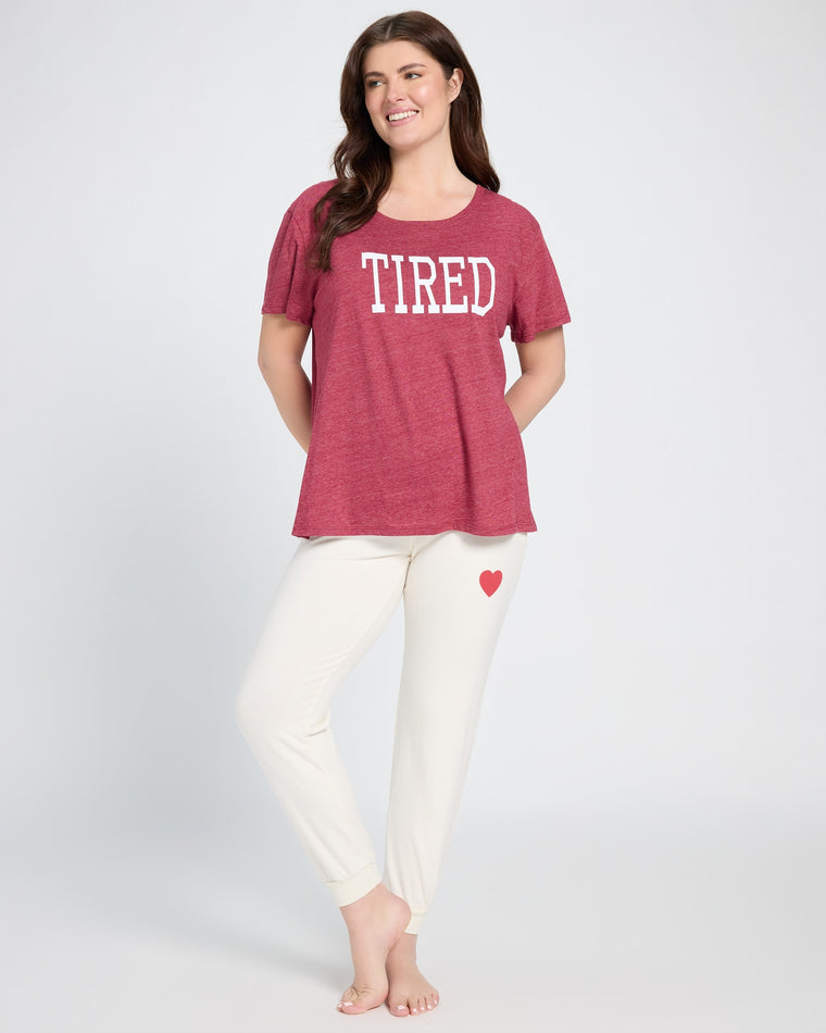 Merlot $|& SEAS Tired Graphic Sleep Tee - UGC On Fig