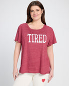 Merlot $|& SEAS Tired Graphic Sleep Tee - SOF Front