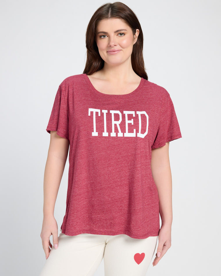 Merlot $|& SEAS Tired Graphic Sleep Tee - SOF Front