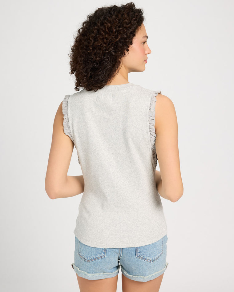 Heather Grey $|& Dear John Bridget Crew Neck Sleeveless Ruffle Detail Top - SOF Back