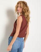 Cinnamon Stripe $|& SEAS Canyon Linen Blend Vest - VOF Side