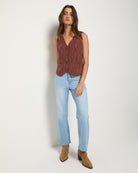 Cinnamon Stripe $|& SEAS Canyon Linen Blend Vest - UGC On Fig