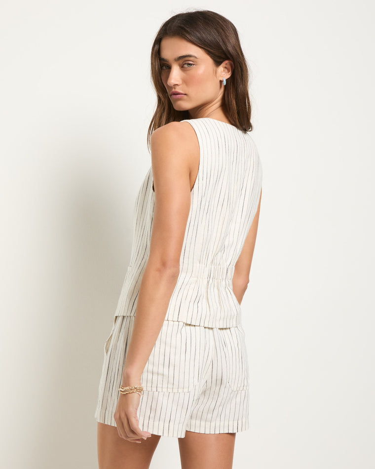 White Stripe $|& SEAS Canyon Linen Blend Vest - SOF Back