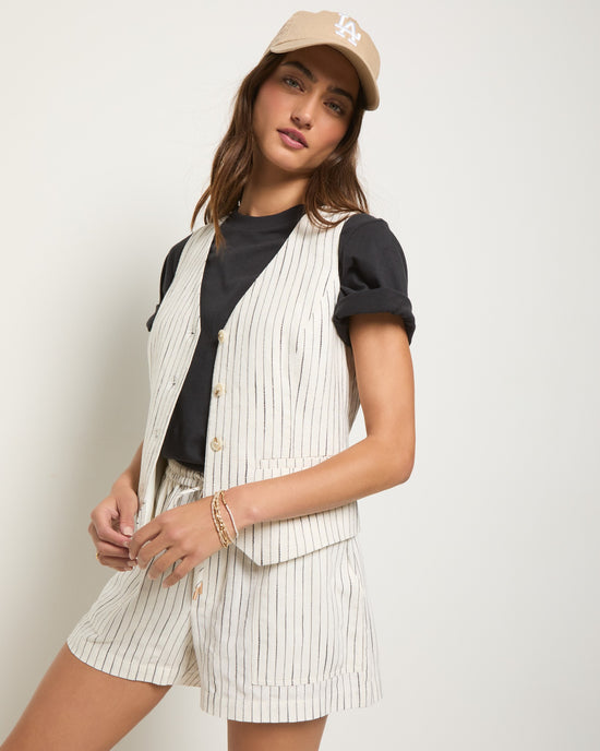 White Stripe $|& SEAS Canyon Linen Blend Vest - SOF Full Front