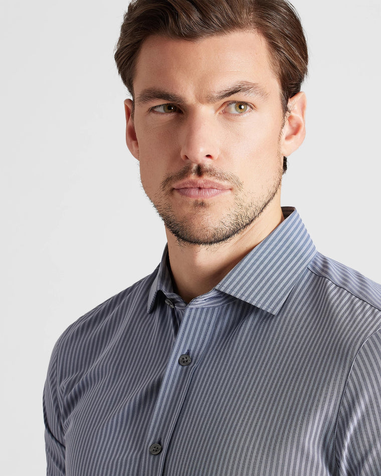Dark Blue Stripe $|& Rhone State Of Mind Shirt - Slim Fit - Hanger Back