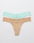 Seafoam/Sand 2 Pack $|& Montelle Thong - Hanger Detail