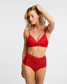 Sweet Red $|& Montelle Lacy Wire Free Bra - VOF Detail