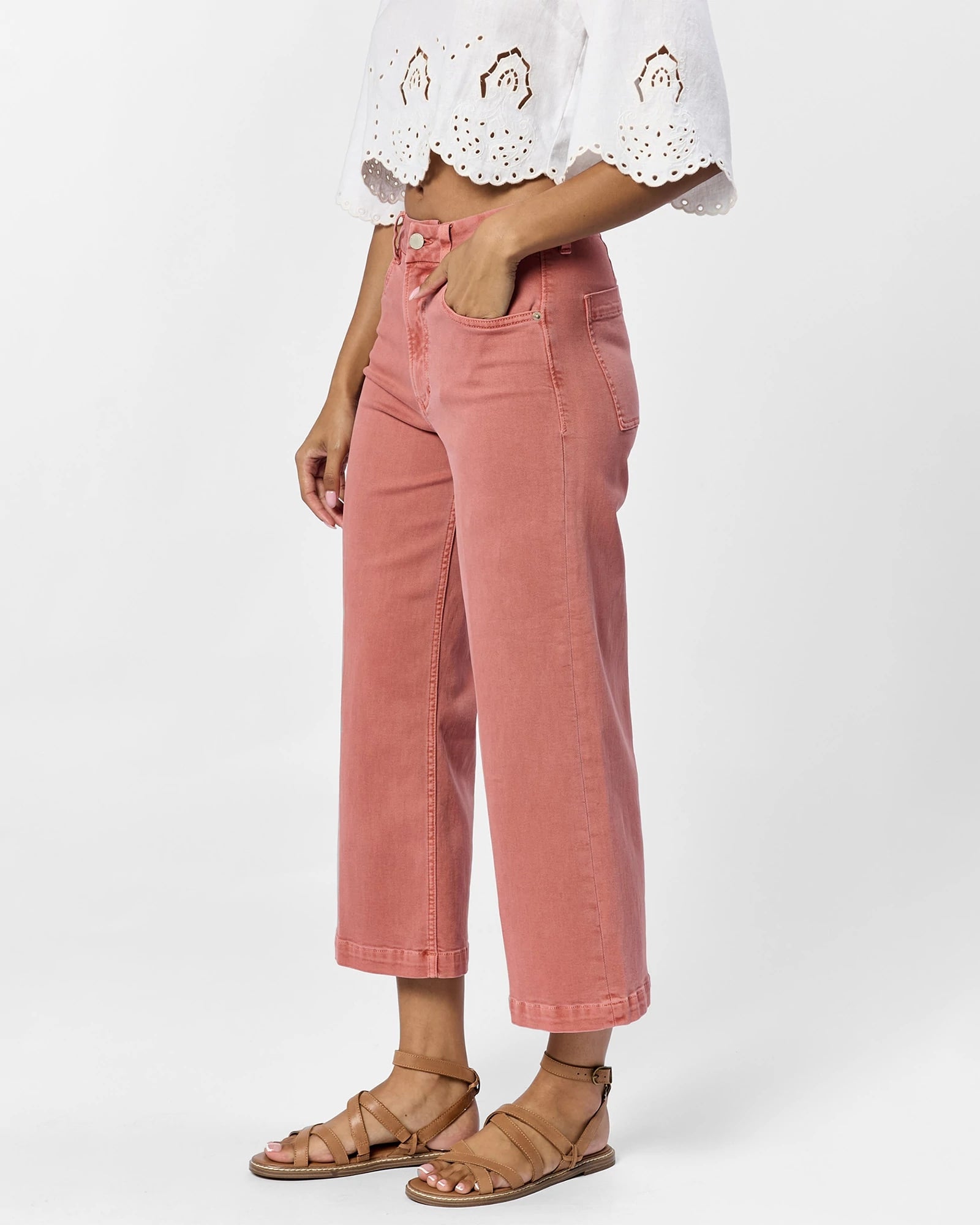 Terracotta $|& Dear John Audrey Super High Rise Wide Leg Jeans - Hanger Front