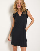 Black $|& SEAS Bliss Ruffle Sleeve Short Dress - SOF Front