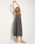 Grey Stripe $|& SEAS Shores Stripe Linen Maxi Dress - VOF Front