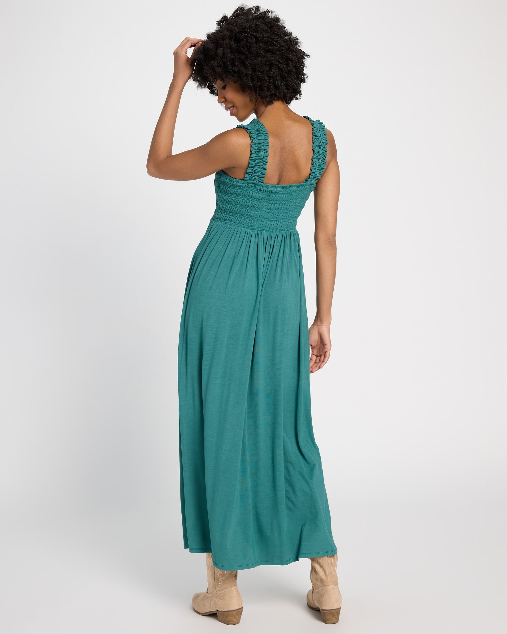 Deep Teal $|& SEAS Westbreeze Smocked Maxi Dress - SOF Back