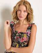 Multi Floral $|& SEAS Westbreeze Printed Smocked Maxi Dress - SOF Full Front