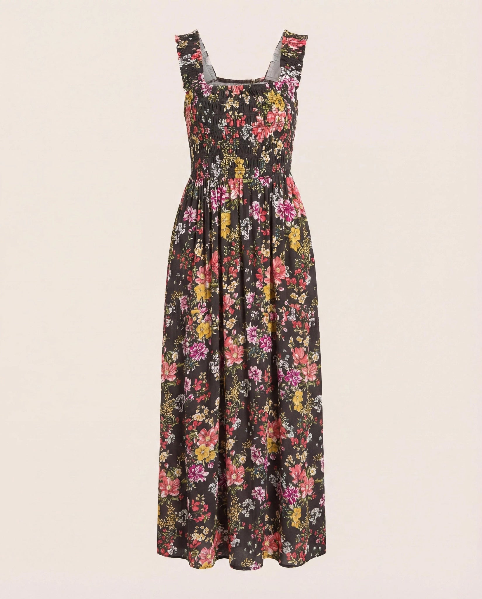 Multi Floral $|& SEAS Westbreeze Printed Smocked Maxi Dress - Hanger Detail