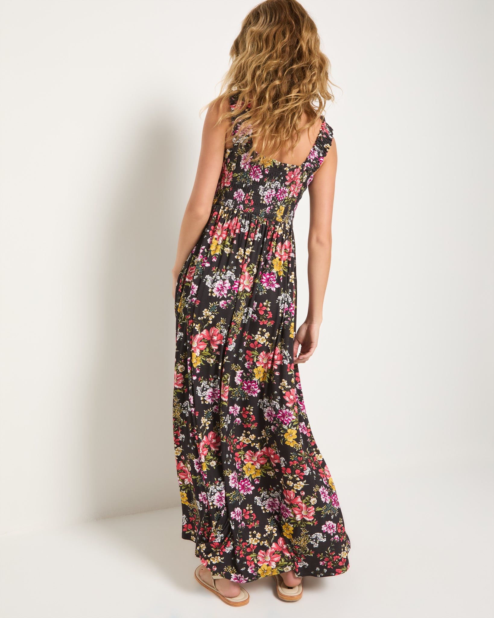 Multi Floral $|& SEAS Westbreeze Printed Smocked Maxi Dress - SOF Back