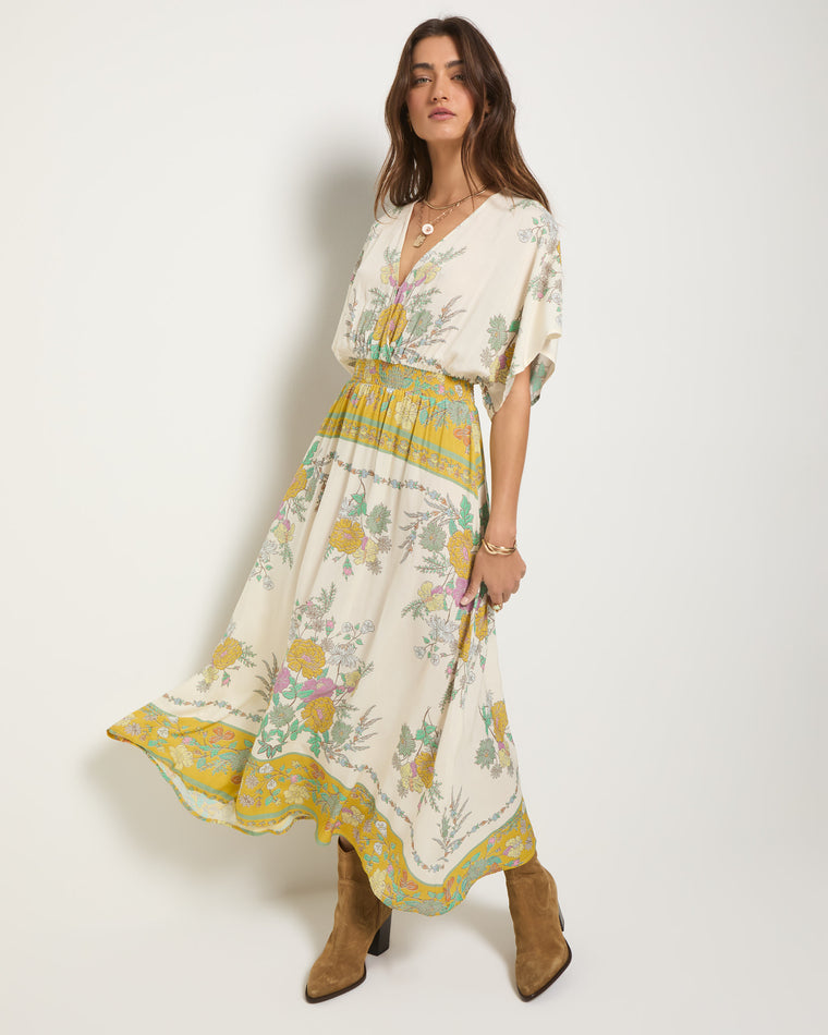 Cream Floral $|& SEAS Topanga Printed Midi Dress - UGC On Fig