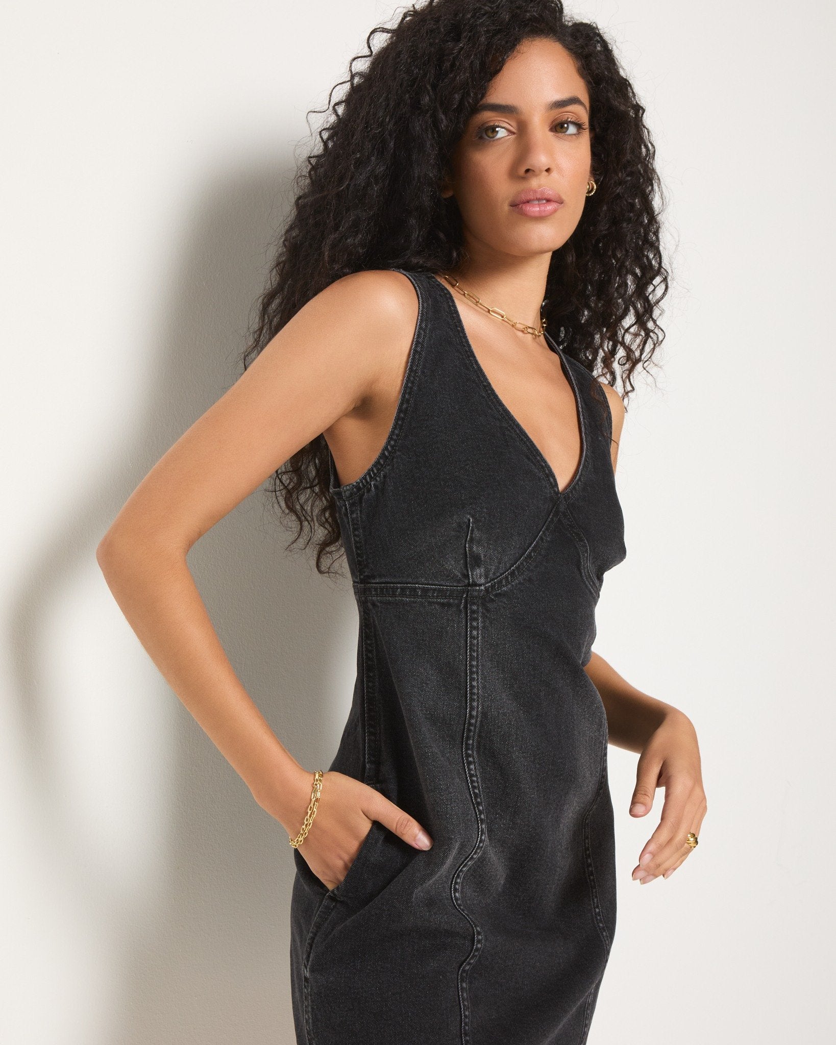 Midnight $|& SEAS Doheny Short Denim Dress - VOF Front