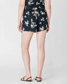 Black/Ivory Floral $|& Black Tape Embroidered Pull On Short - Hanger Side