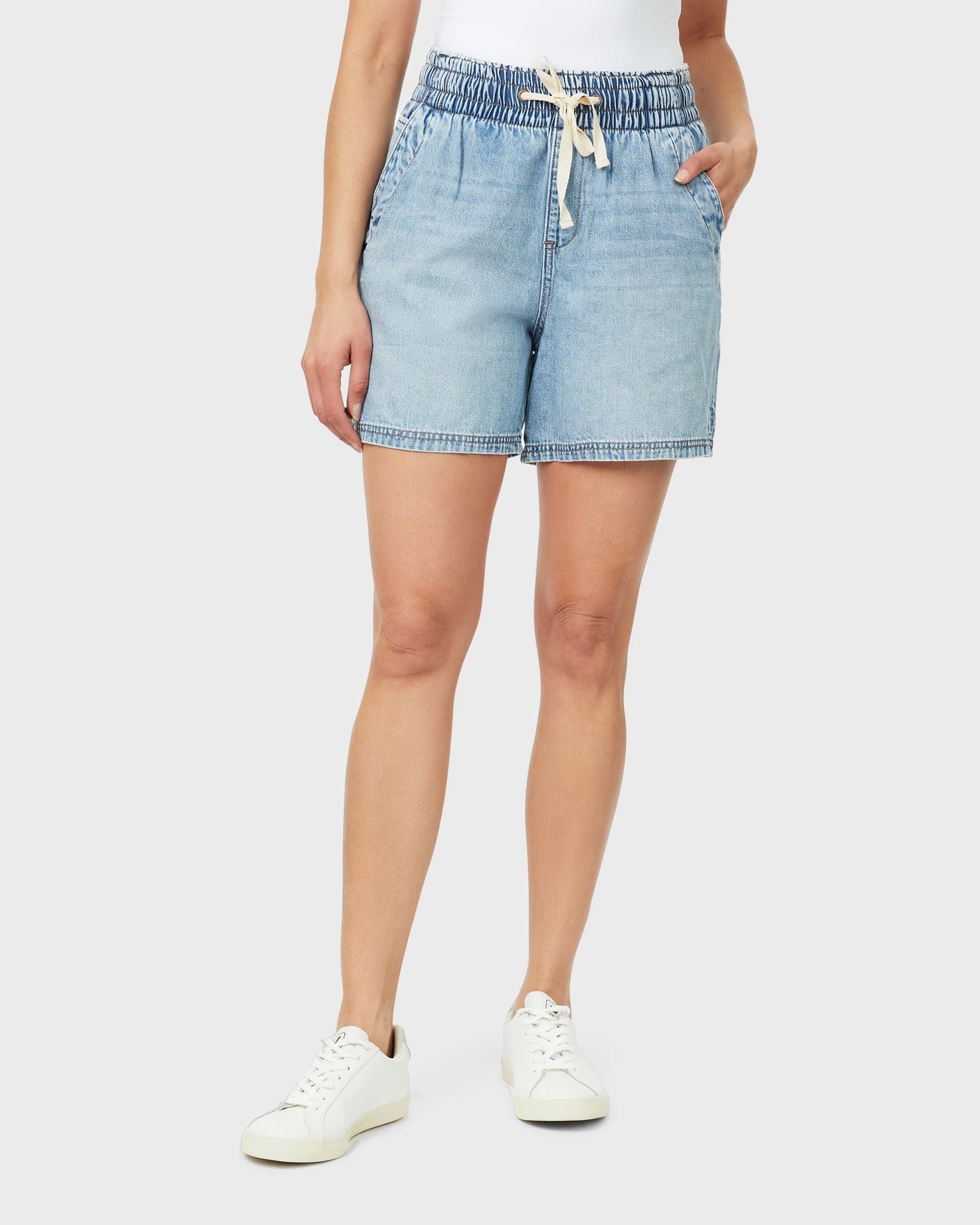 Marina $|& Kensie Tie Waist Tencel Short - VOF Detail