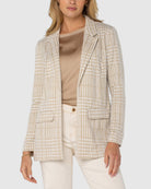 Cream Tan Plaid $|& Liverpool Boyfriend Blazer - VOF Detail