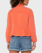 Papaya $|& Liverpool Peplum Hem Trucker Jacket - SOF Front