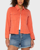 Papaya $|& Liverpool Peplum Hem Trucker Jacket