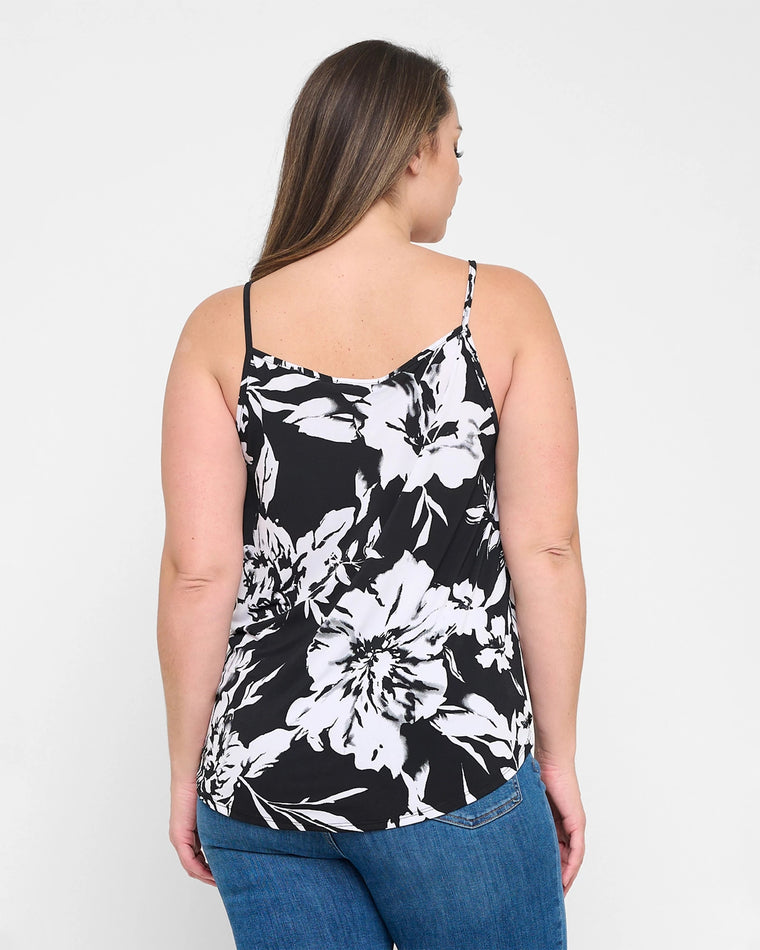 Black/White Floral $|& West Kei Floral Knit Cami - Hanger Side