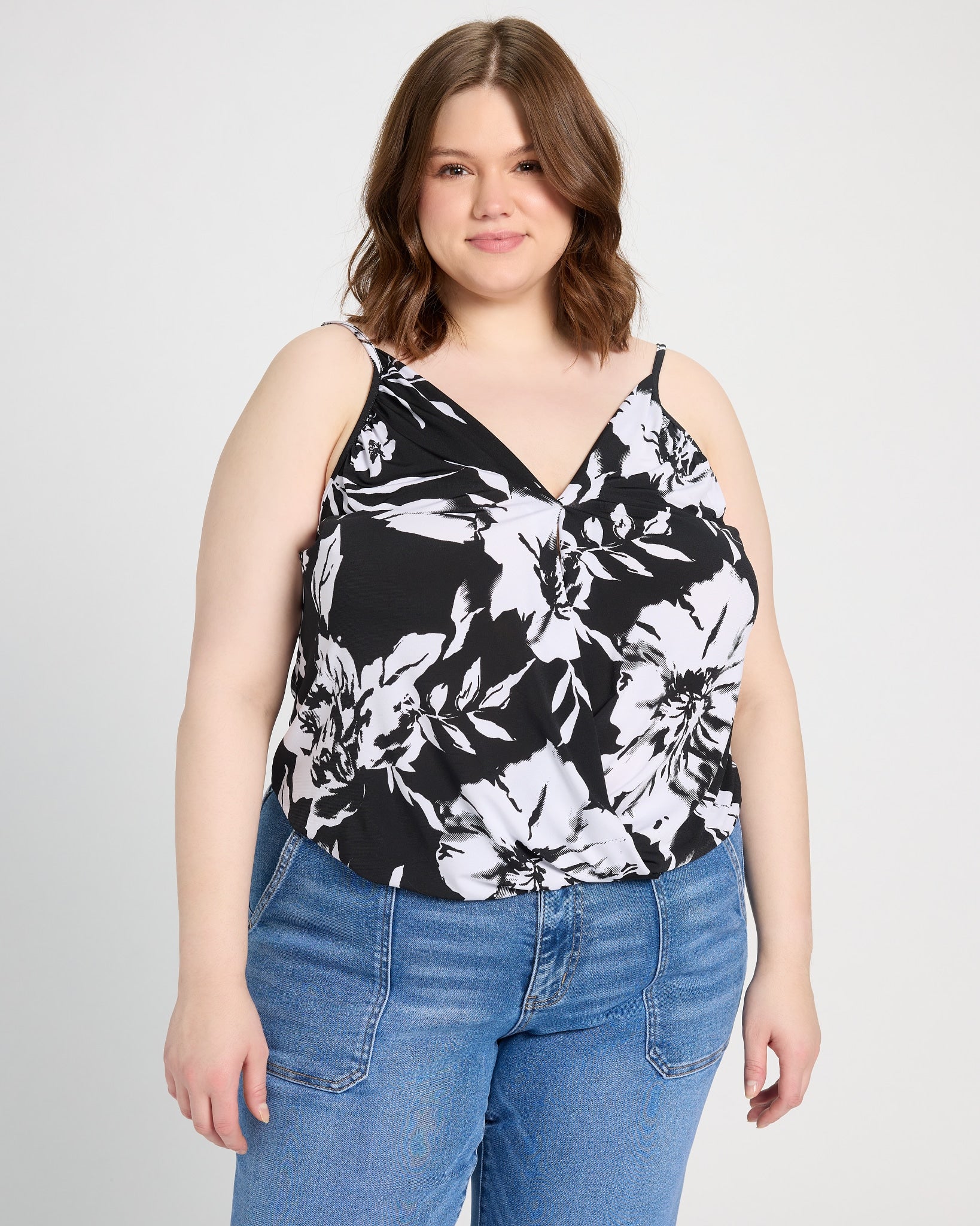 Black/White Floral $|& West Kei Floral Knit Cami - SOF Front
