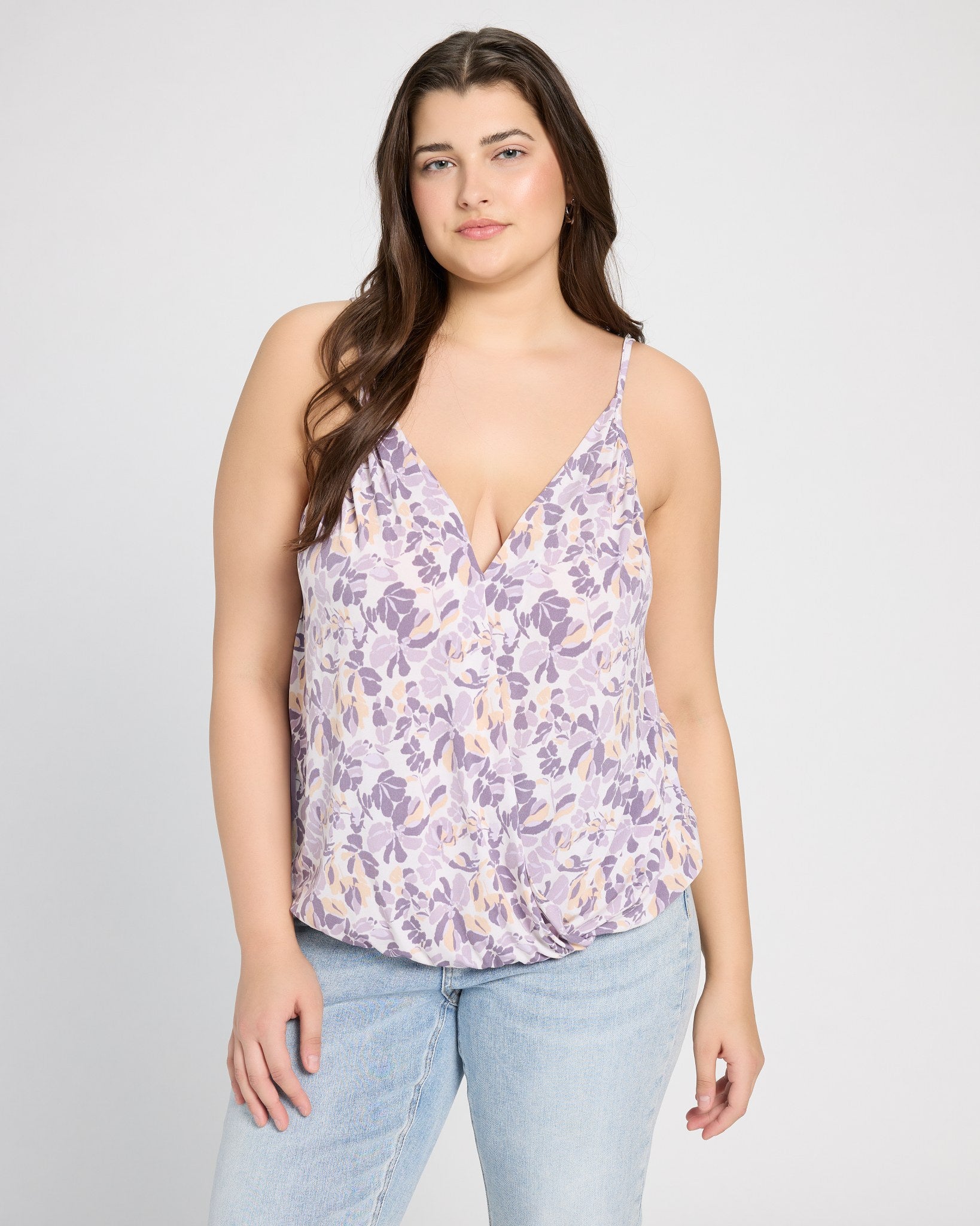 White/Lilac Floral $|& West Kei Floral Knit Cami - SOF Front