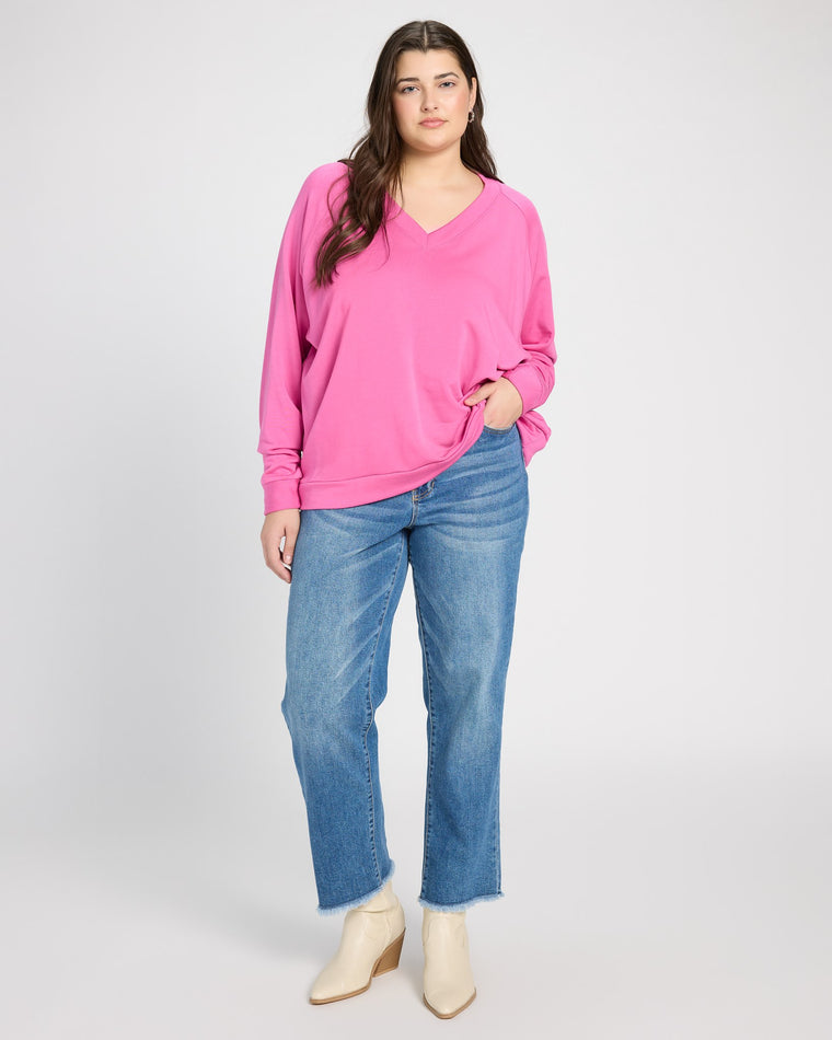 Rouge $|& SEAS Palmer Ranch Fleece V-Neck Top - UGC On Fig