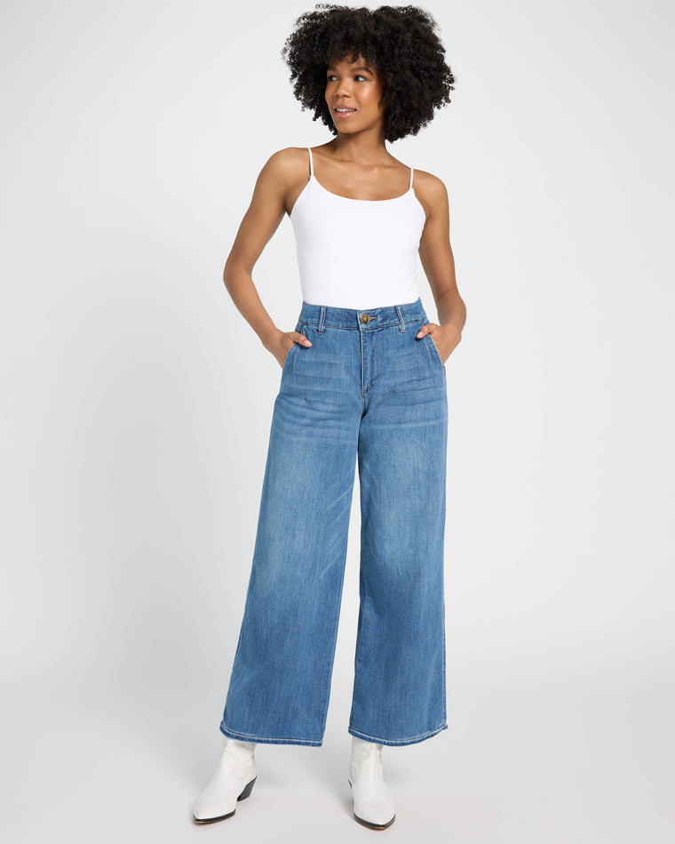 Mid Blue Artisanal $|& Democracy Absolution Skyrise Wide Leg Jeans With Tulip Hem - UGC On Fig
